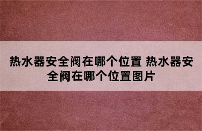 热水器安全阀在哪个位置 热水器安全阀在哪个位置图片